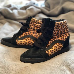 Vans Suede and Leopard Print High-Tops with Wedge